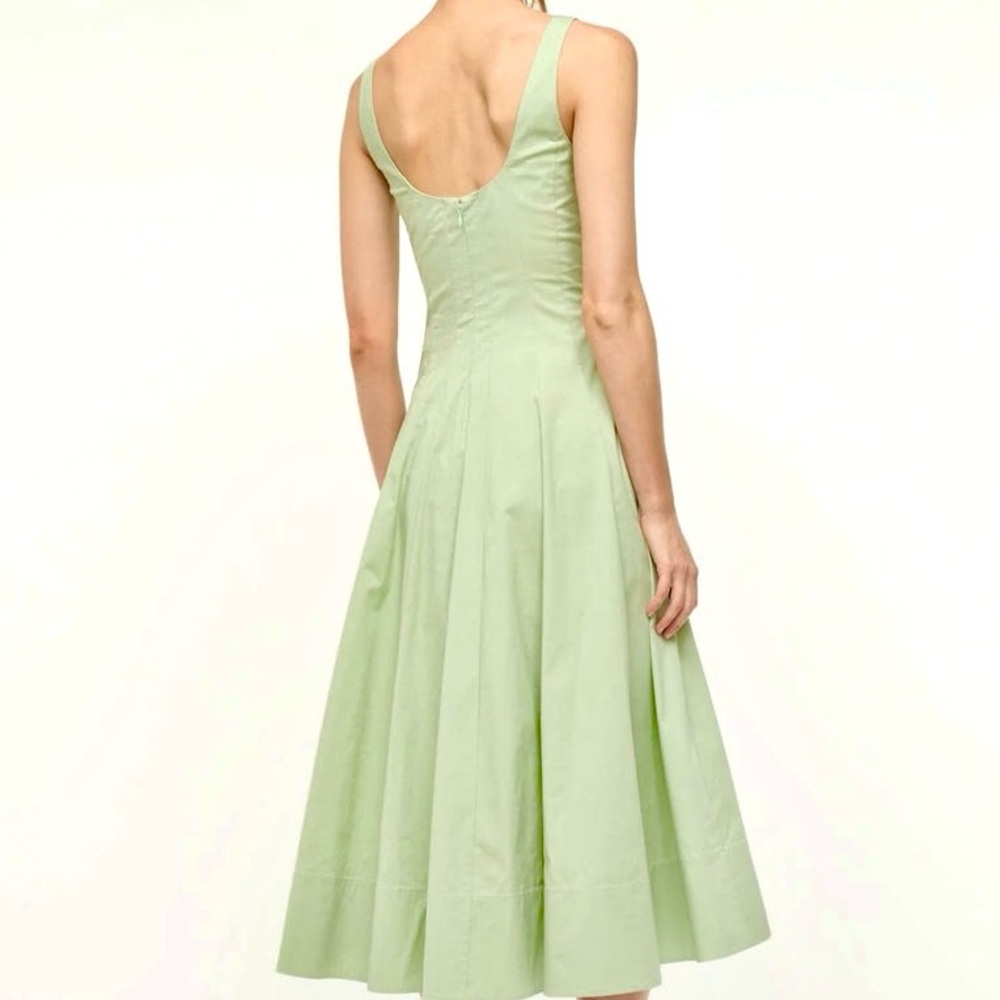 πΊπHPππΊ NWT Staud Wells Midi Dress Pale Jade - Picture 7 of 16
